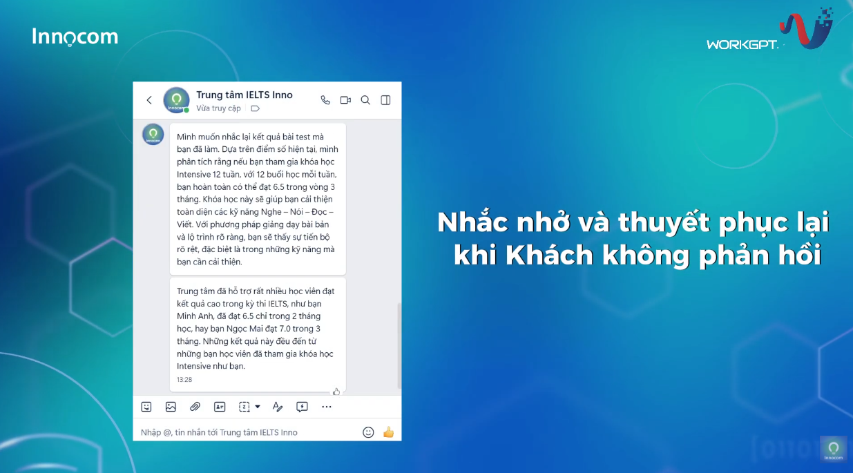 WorkGPT AI tự động gửi tin nhắn nhắc lại