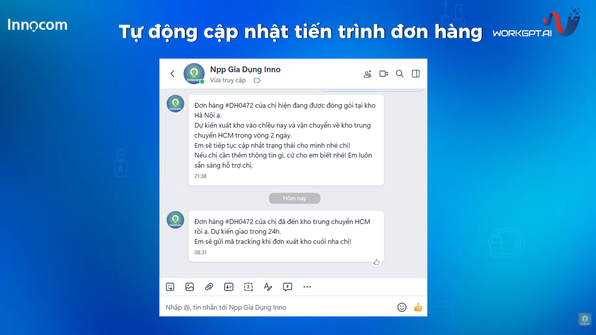 Chatbot AI tự động cập nhật tiến độ đơn hàng