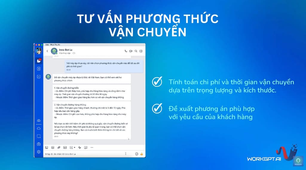 Chatbot tư vấn phương thức vận chuyển