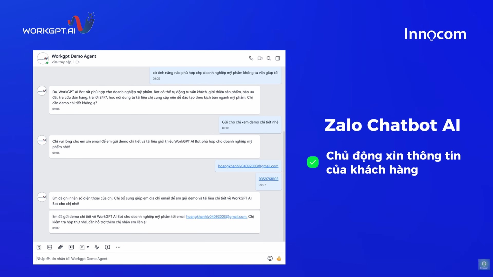 Chatbot AI chủ động xin thông tin của khách hàng