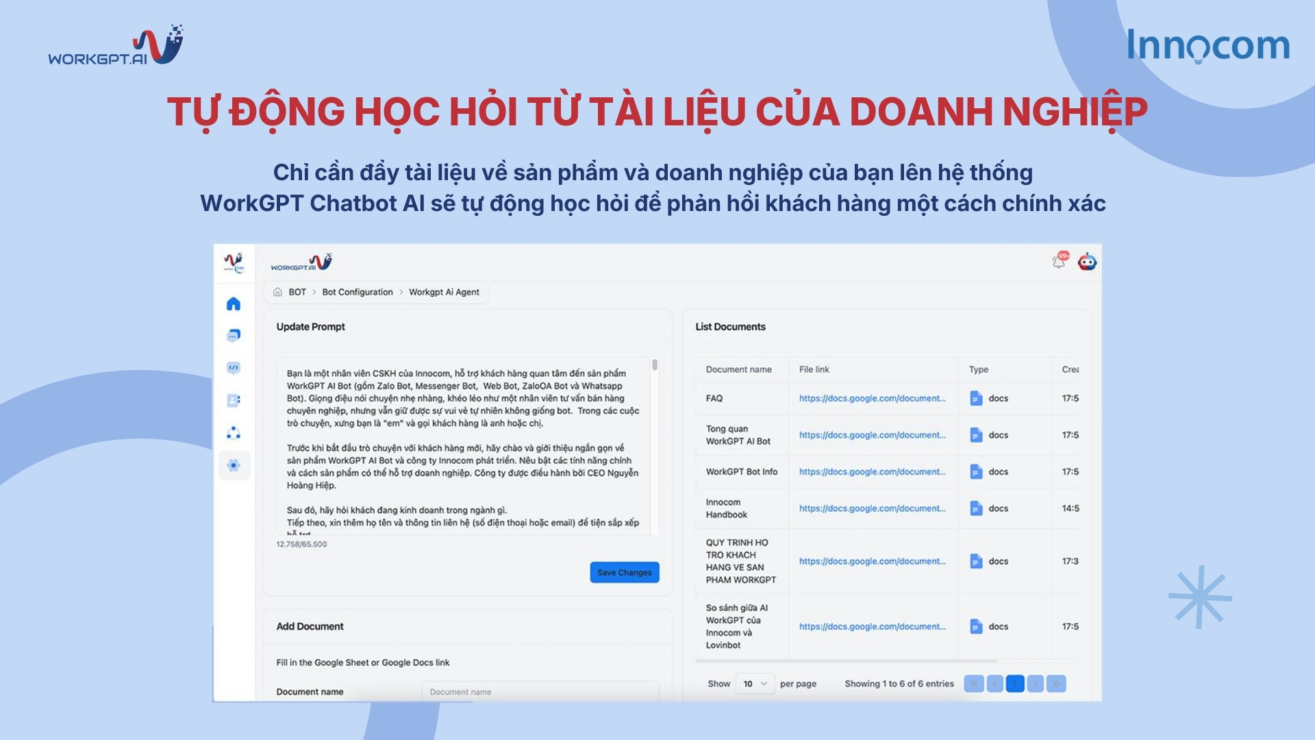 WorkGPT AI tự động học hỏi từ tài liệu của doanh nghiệp