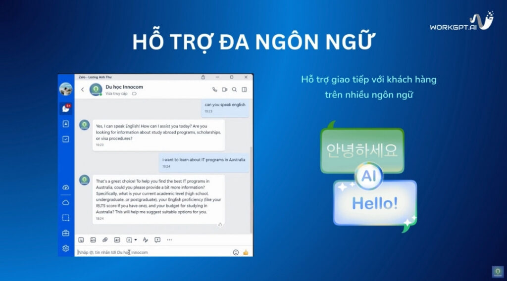 WORKGPT Zalobot - Trợ lý AI thông minh trên Zalo cá nhân
