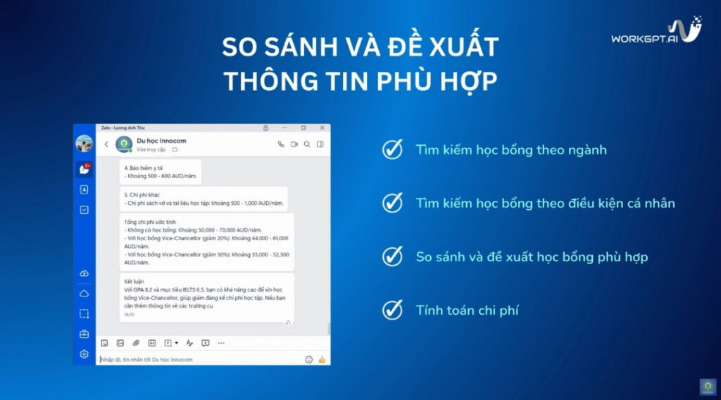 WORKGPT Zalobot - Trợ lý AI thông minh trên Zalo cá nhân