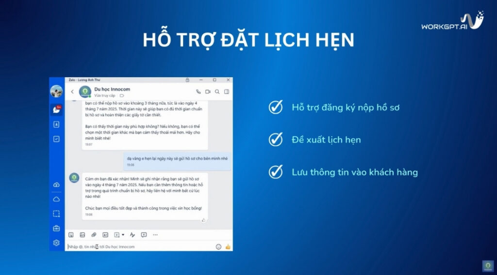 WORKGPT Zalobot - Trợ lý AI thông minh trên Zalo cá nhân