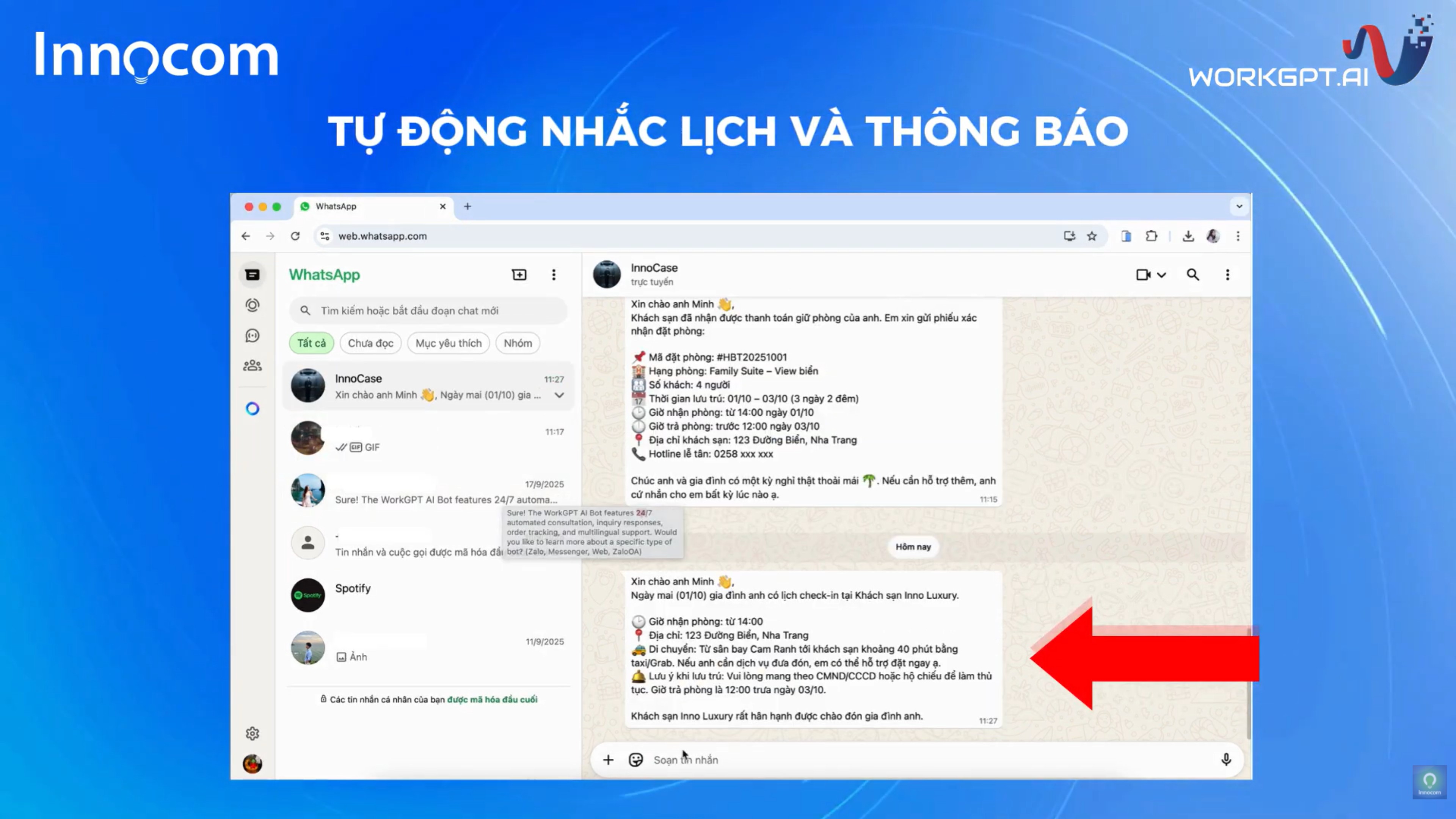 WorkGPT tự động nhắc lịch và thông báo