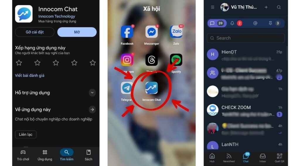 Phiên bản trên mobile của chat Innocom