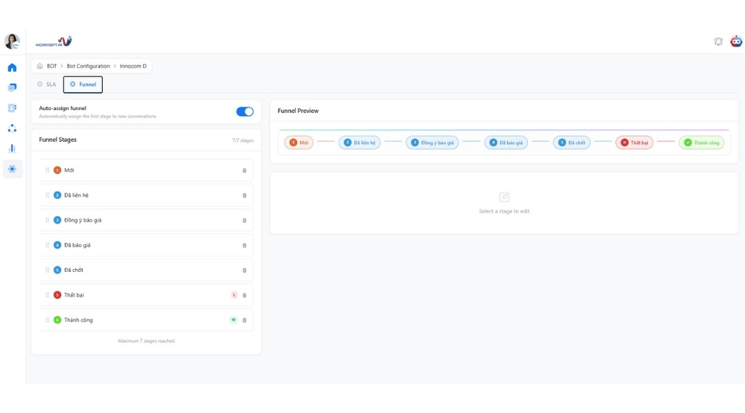 Funnel configuration