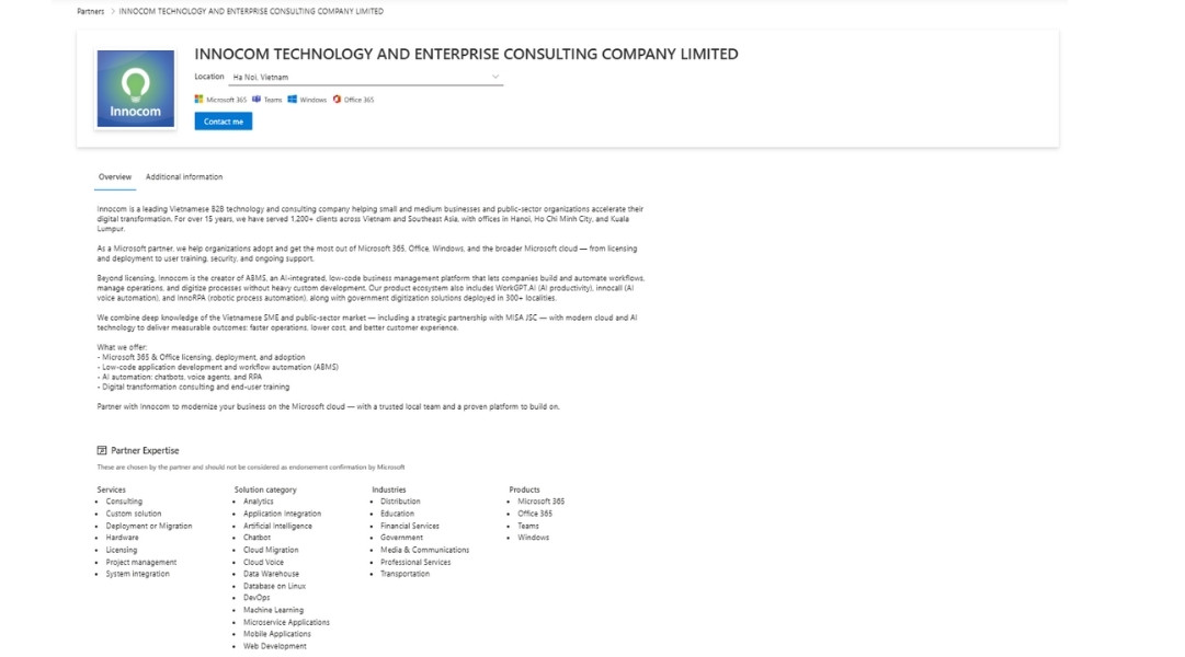 INNOCOM chính thức trở thành đối tác của Microsoft